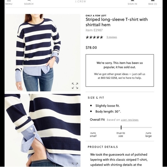 J.crew striped tee size XXS - Picture 3 of 7